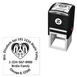 Emperor Penguin Family Love Heart Return Address Self-inking Stamp