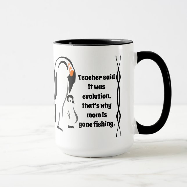Emperor Penguin Father and Son Missing Mum Mug (Right)