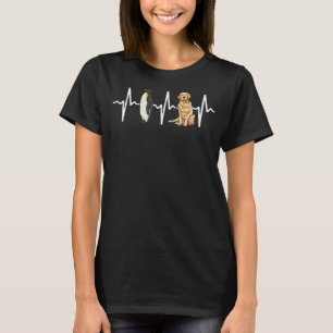 Emperor Penguin Golden Retriever Heartbeat Dog T-Shirt