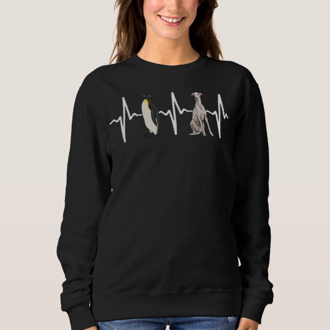 Emperor Penguin Greyhound Heartbeat Dog Sweatshirt (Front)