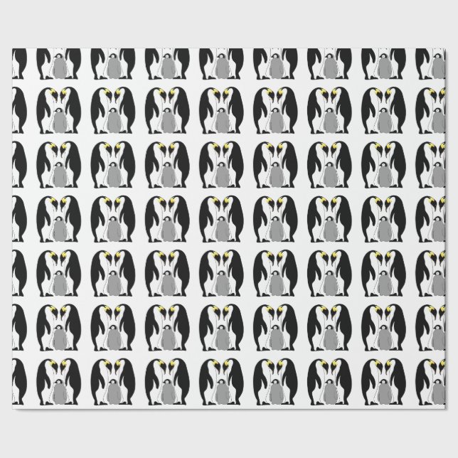 Emperor Penguins and chick Wrapping Paper (Seam)