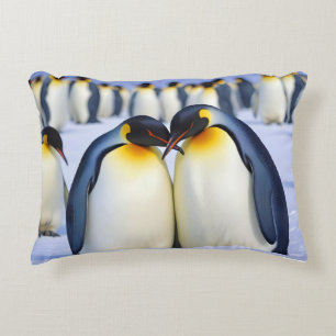 Emperor Penguins Animal Nature Wildlife Affection Decorative Cushion