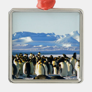 Emperor penguins metal tree decoration