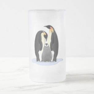 Emperor Penguins Nesting Frosted Glass Beer Mug