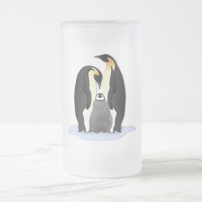 Emperor Penguins Nesting Frosted Glass Beer Mug (Center)