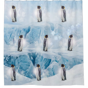 Emperor Penguins On A Glacier Shower Curtain