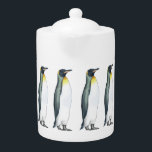 Emperor penguins Teapot<br><div class="desc">Emperor penguin: a large penguin of the genus Aptenodytes. A parade of them circles this cup. Choose from bone china cup, espresso cup, or jumbo mug. A playful yet elegant tea pot. Pair it with a matching cup or two for a sweet, quirky housewarming or hostess gift.</div>