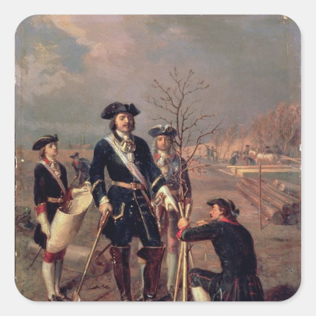 Emperor Peter the Great  at Work Square Sticker (Front)