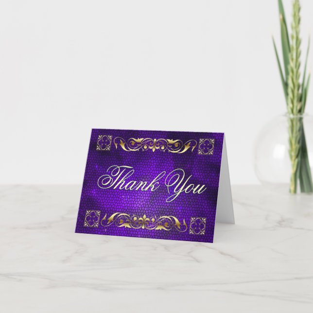 Emperor Purple Stained Glass Thank You NoteCard (Front)