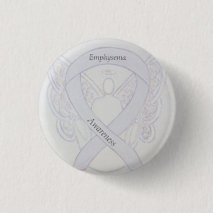 Emphysema Awareness Angel Pearl Ribbon Custom Pin