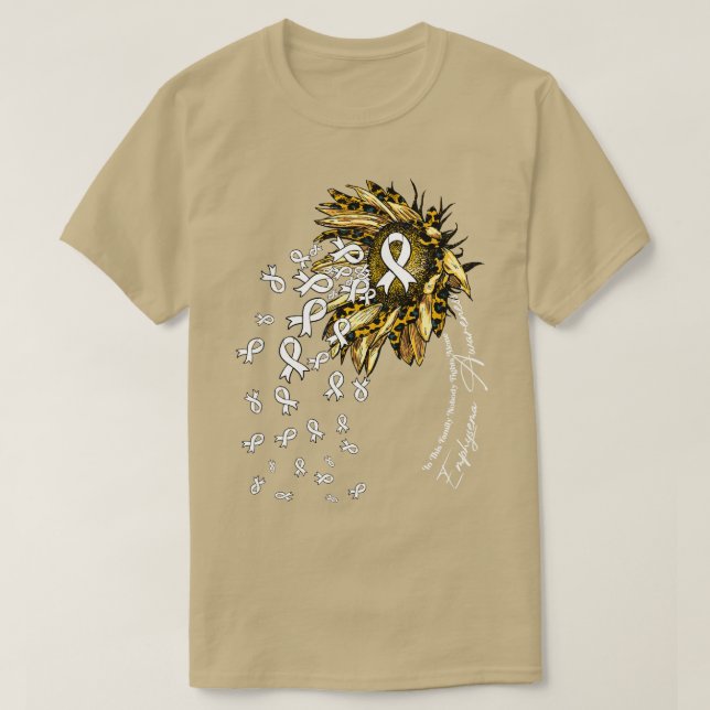 Emphysema Awareness sunflower nobody fights alone T-Shirt (Design Front)