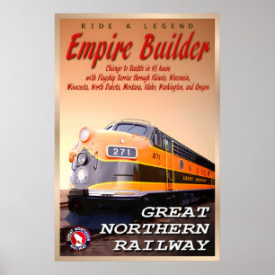 Empire Builder Train Great Northern Railway Retro Poster
