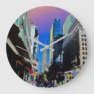 Empire Sate Building from 42nd St New York Poster Large Clock