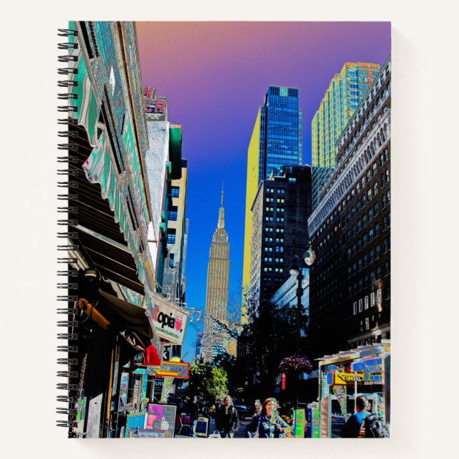 Empire Sate Building from 42nd St New York Poster  Notebook (Front)