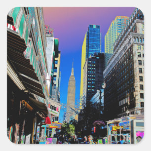 Empire Sate Building from 42nd St New York Poster Square Sticker