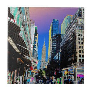 Empire Sate Building from 42nd St New York Poster Tile