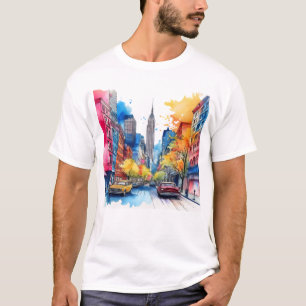 Empire State Building and Colorful New York City  T-Shirt