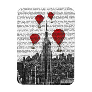 Empire State Building and Red Hot Air Balloons Magnet