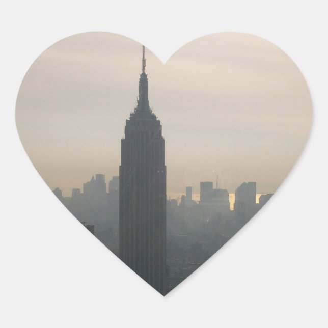 Empire State Building at dusk Heart Sticker (Front)