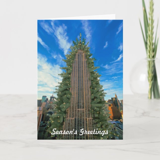 Empire State Building Morphed Into Christmas Tree Holiday Card (Front)