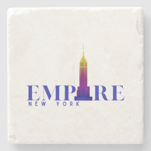 Empire State Building-New York-Vibrant Blue- Stone Coaster