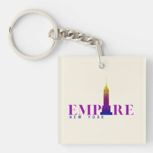 Empire State Building-New York-Vibrant purple- Key Ring