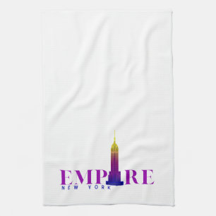 Empire State Building-New York-Vibrant Purple Tea Towel