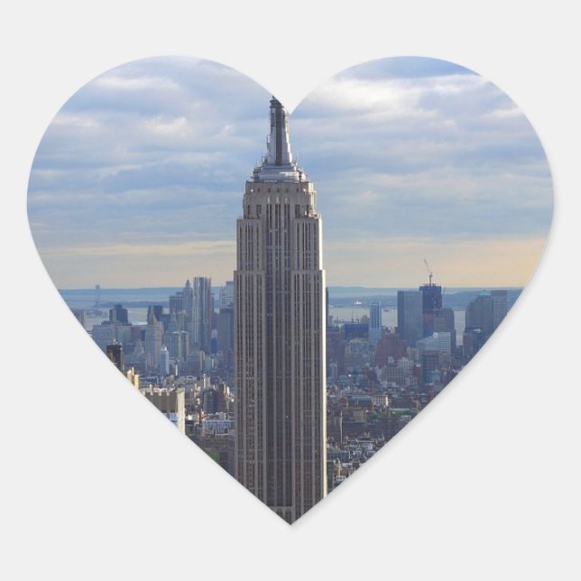 Empire State Building NYC, NY Heart Sticker (Front)