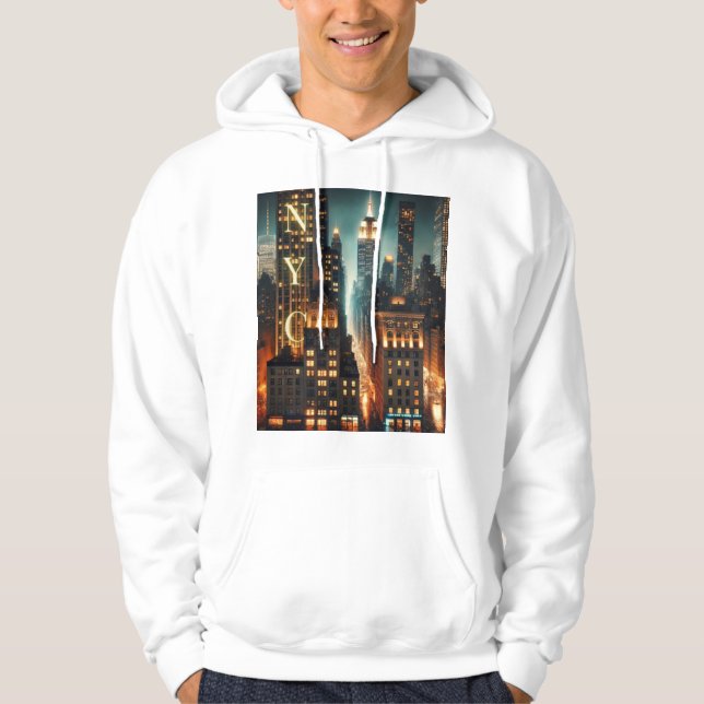  Empire State Skyline Hoodie: NYC Skyscrapers Hoodie (Front)