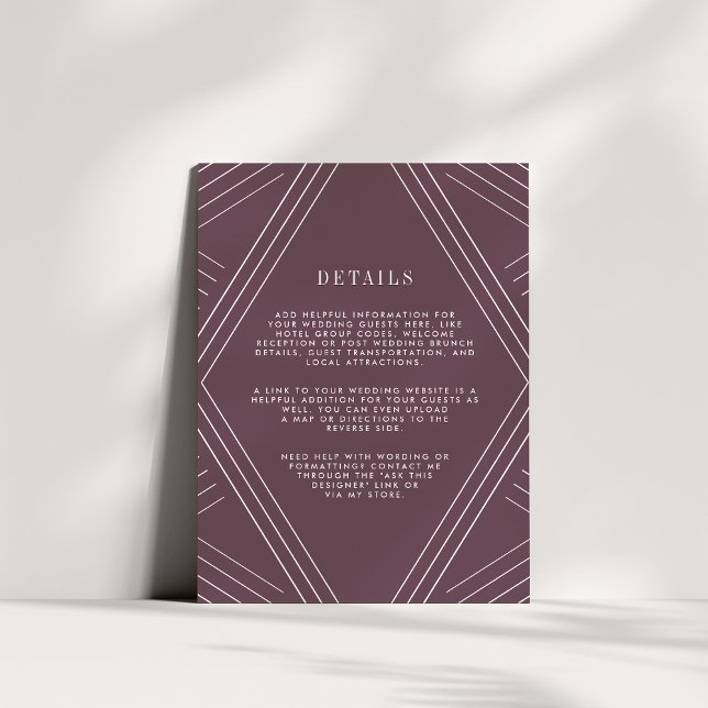 Empire Wedding Guest Details Card | Eggplant (Creator Uploaded)
