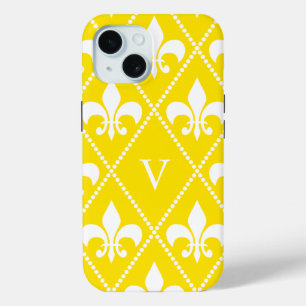 Empire Yellow Fleur de Lis w/ monogram iPhone 15 Case