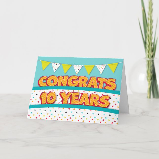 Employee 10th Anniversary Fun Bright Bunting Card (Front)