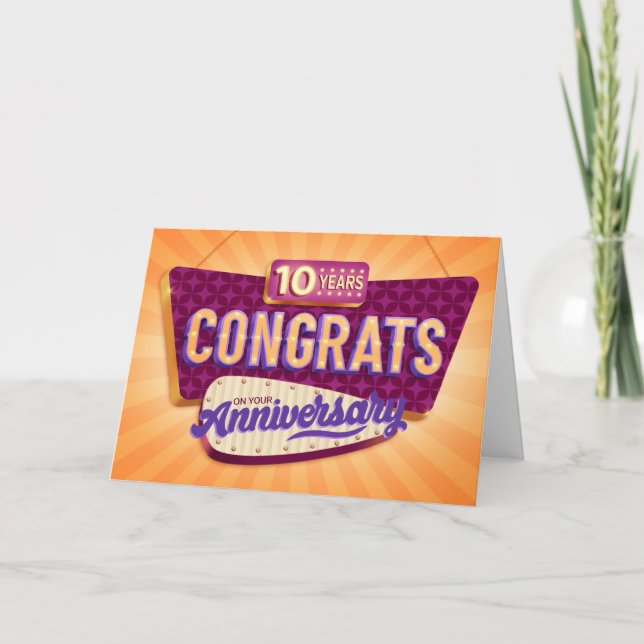 Employee 10th Anniversary Retro Signage Card (Front)