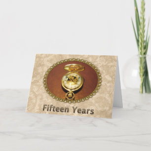 Employee 15th Anniversary Elegant Golden Watch Card