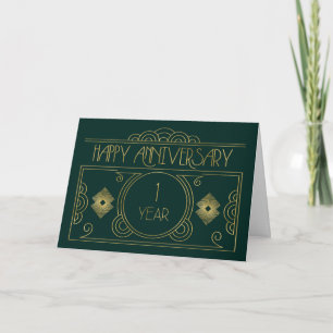 Employee 1st Anniversary Art Deco Card