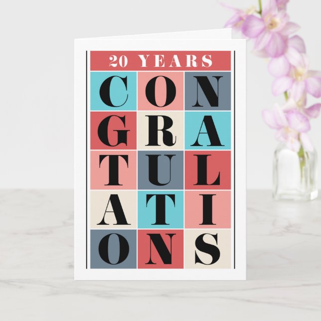 Employee 20th Anniversary Congratulations Grid Card (Orchid)