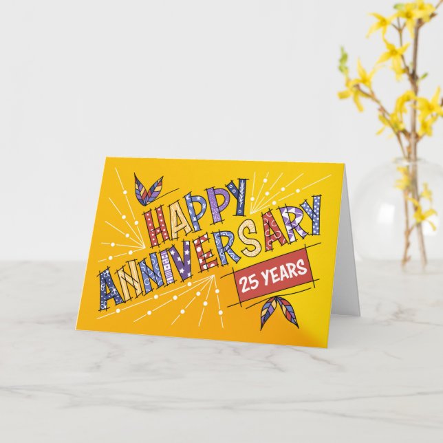 Employee 25th Anniversary Bright Colours Card (Yellow Flower)