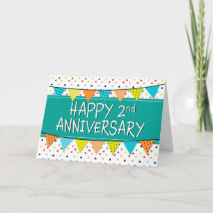 Employee 2nd Anniversary Colourful Triangles Card