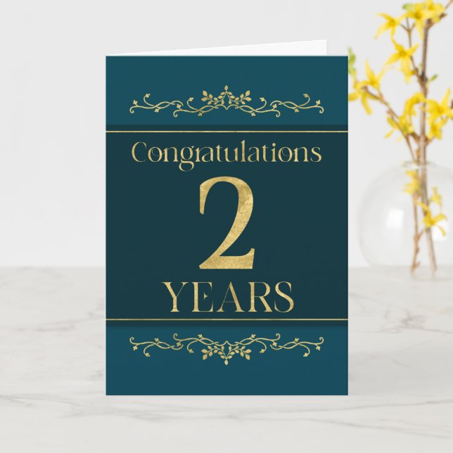 Employee 2nd Anniversary Stylish Formal Elegant Card (Yellow Flower)