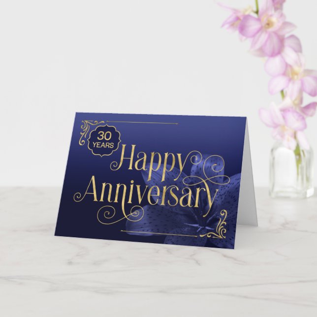 Employee 30th Anniversary Swirly Text Card (Orchid)