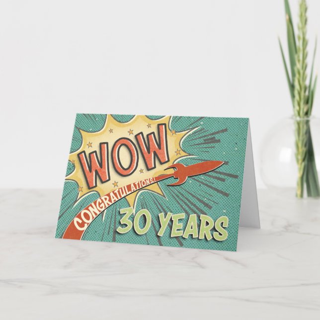 Employee 30th Anniversary Vintage Comic Book Style Card (Front)