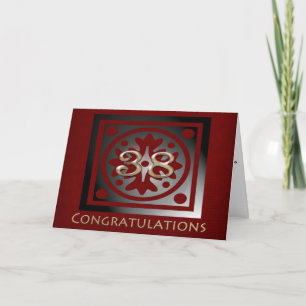 Employee 38 Year Anniversary Elegant Golden Red Card