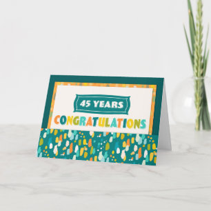 Employee 45th Anniversary Colourful Congratulation Card