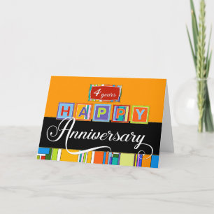 Employee 4th Anniversary - Bold Colours Card