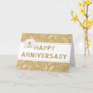 Employee 4th Anniversary Neutral and Gold Colours Card