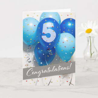 Employee 5th Anniversary Blue Balloons Card