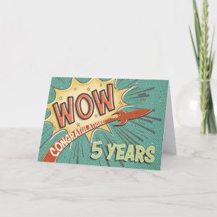 Employee 5th Anniversary Vintage Comic Book Style Card
