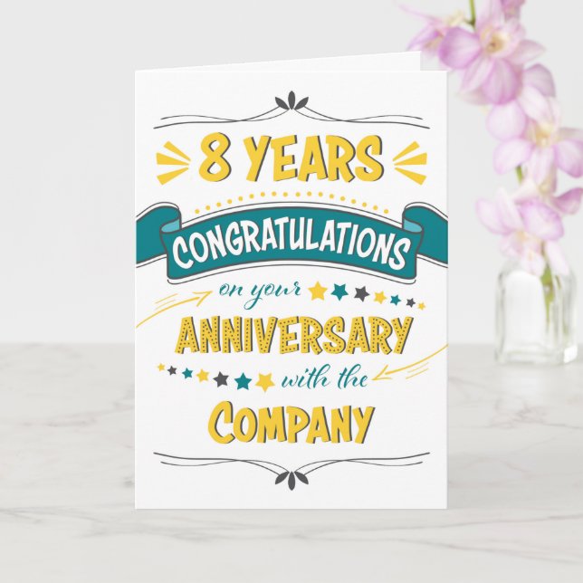 Employee 8th Anniversary Congratulations Word Art Card (Orchid)