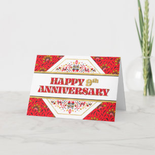 Employee 9th Anniversary Pattern Decorative Card