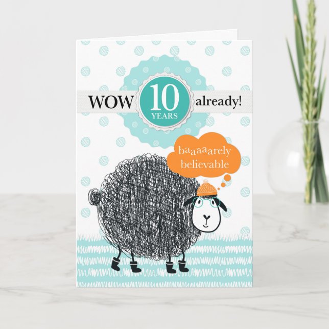 Employee Anniversary 10 Years Fun Sheep Card (Front)